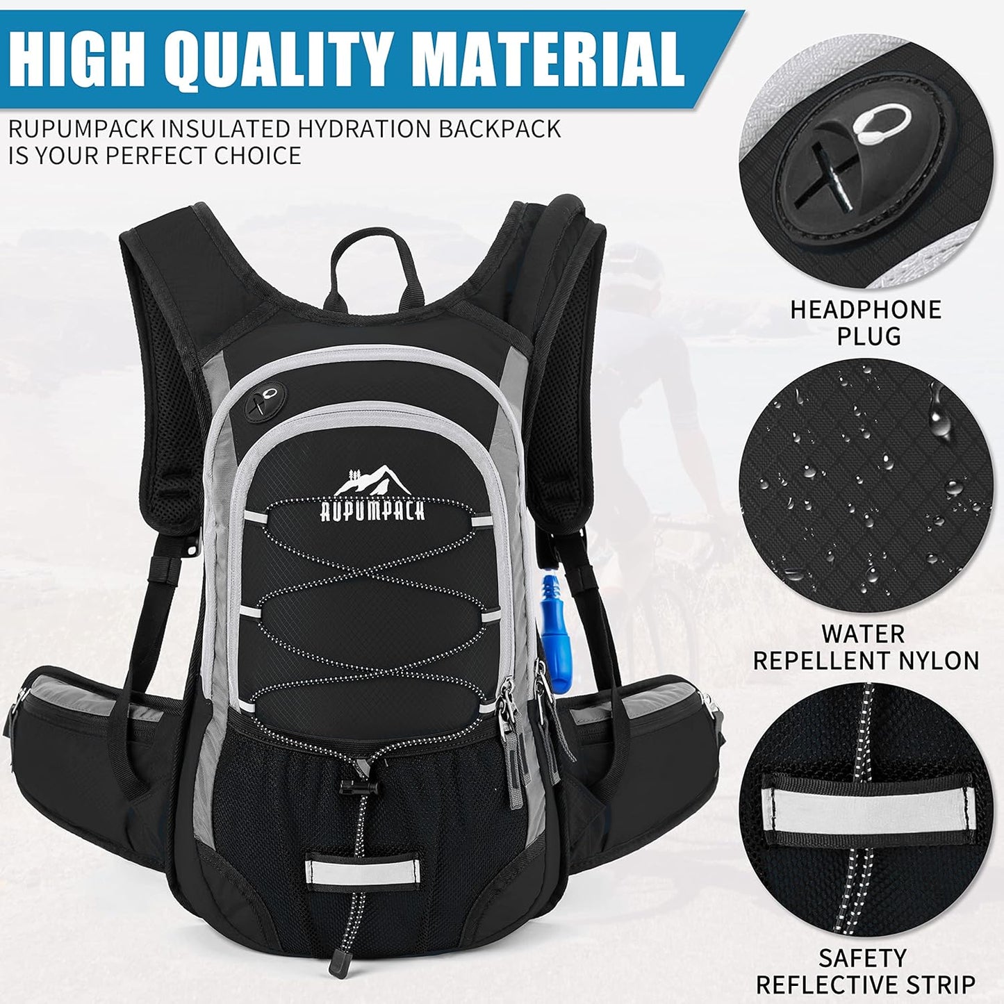 Hydration Backpack - 15L Insulated Hiking Pack with 2L Bladder for Adventure Seekers