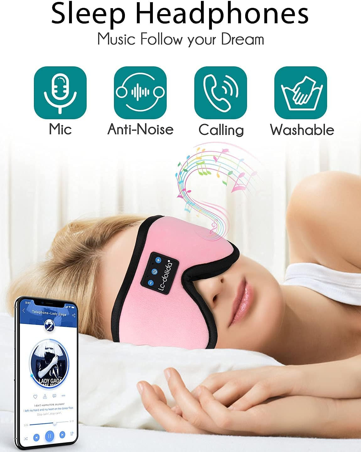 Sleep Mask with Bluetooth Headphones – Perfect for Travel, Relaxation & Side Sleepers