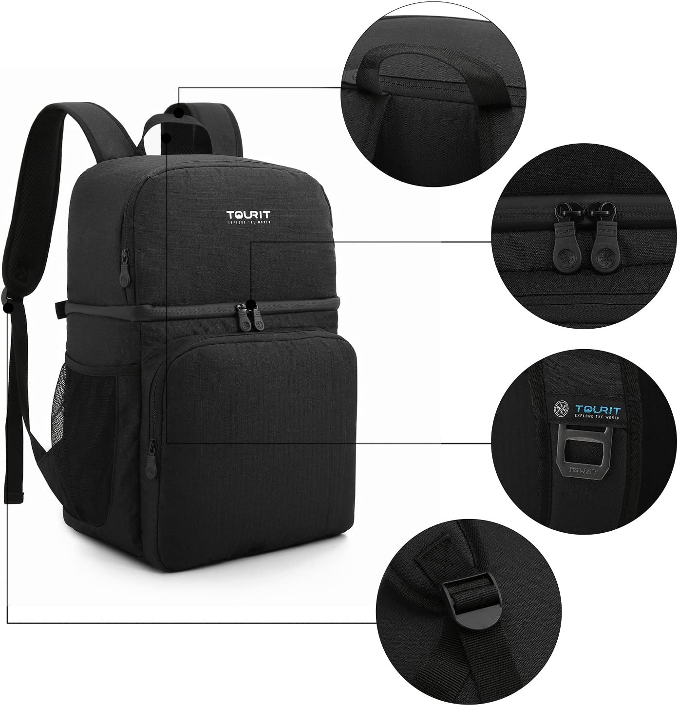 Cooler Backpack Double Deck Lunch Backpack with Insulated Leakproof Cooler Bag for Men Women Work, Picnics, Hiking, Camping, Beach, Park or Day Trips, 28L