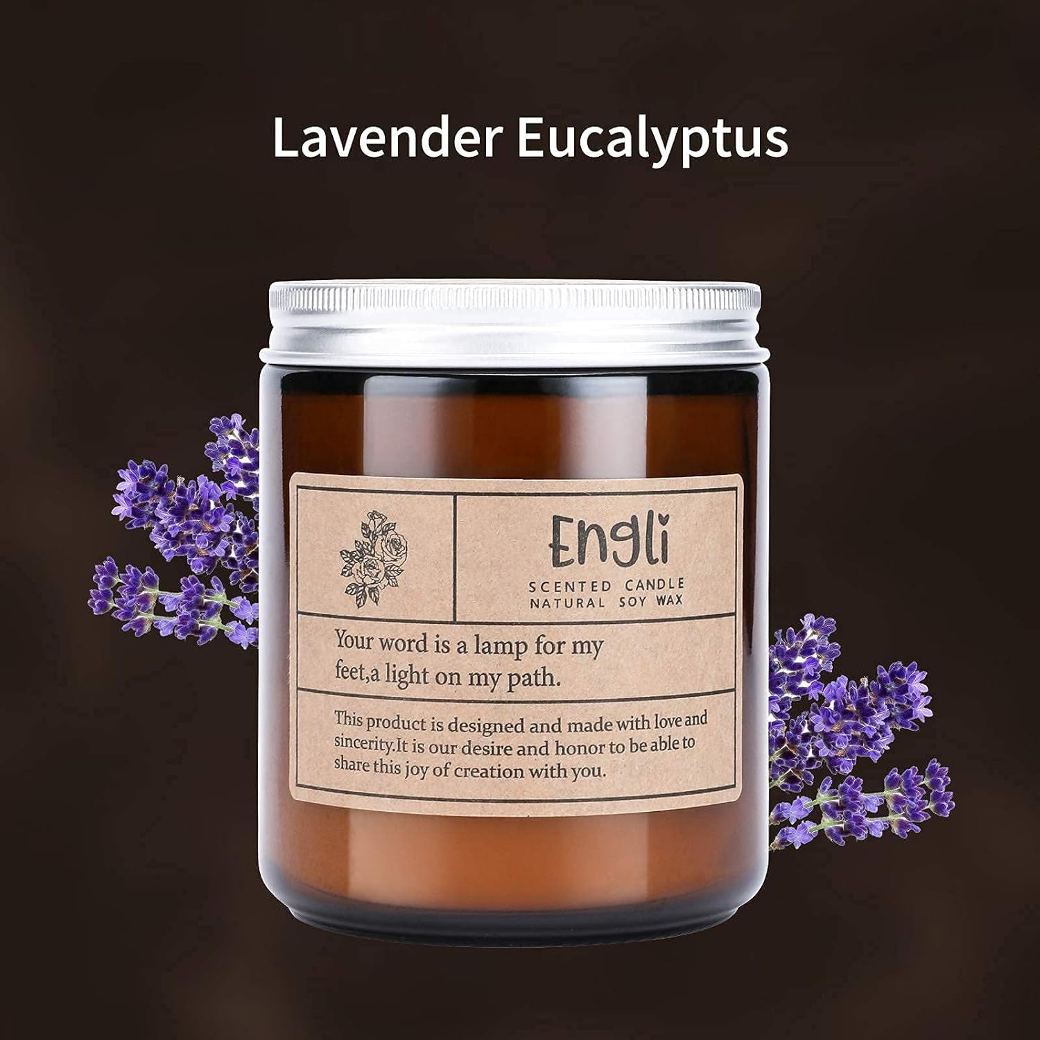 Scented Candles - Lavender & Eucalyptus Aromatherapy, 40-Hour Soy Candle