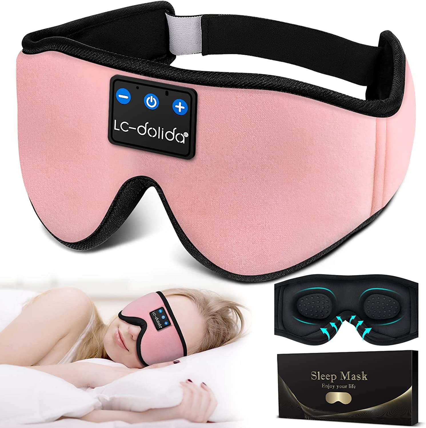 Sleep Mask with Bluetooth Headphones – Perfect for Travel, Relaxation & Side Sleepers