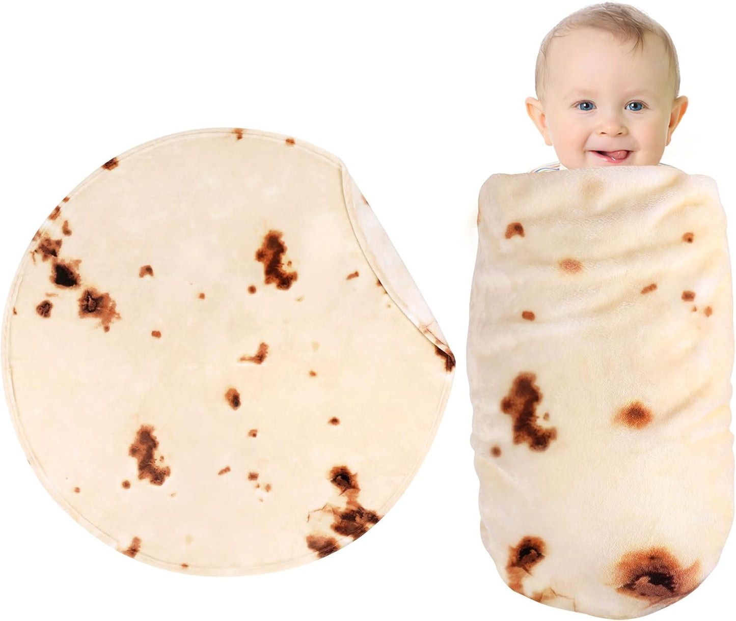 Burritos Tortilla Blanket, Tortilla Wrap Blanket, Novelty Funny Tortilla round Blanket Giant Tortilla round Soft Blanket (Beige, 36 Inches)