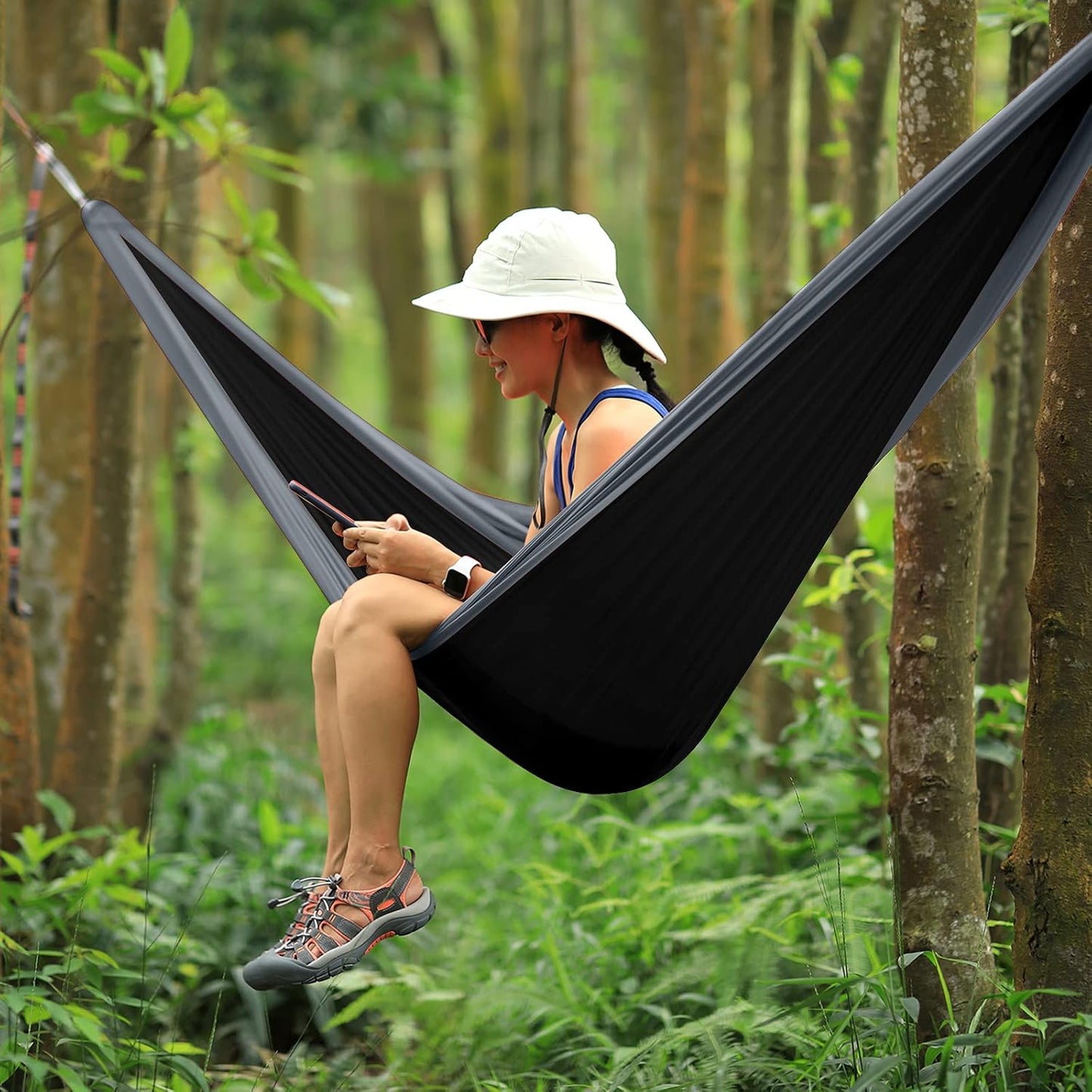 Camping Hammock - Double & Single Lightweight Nylon Parachute Hammocks