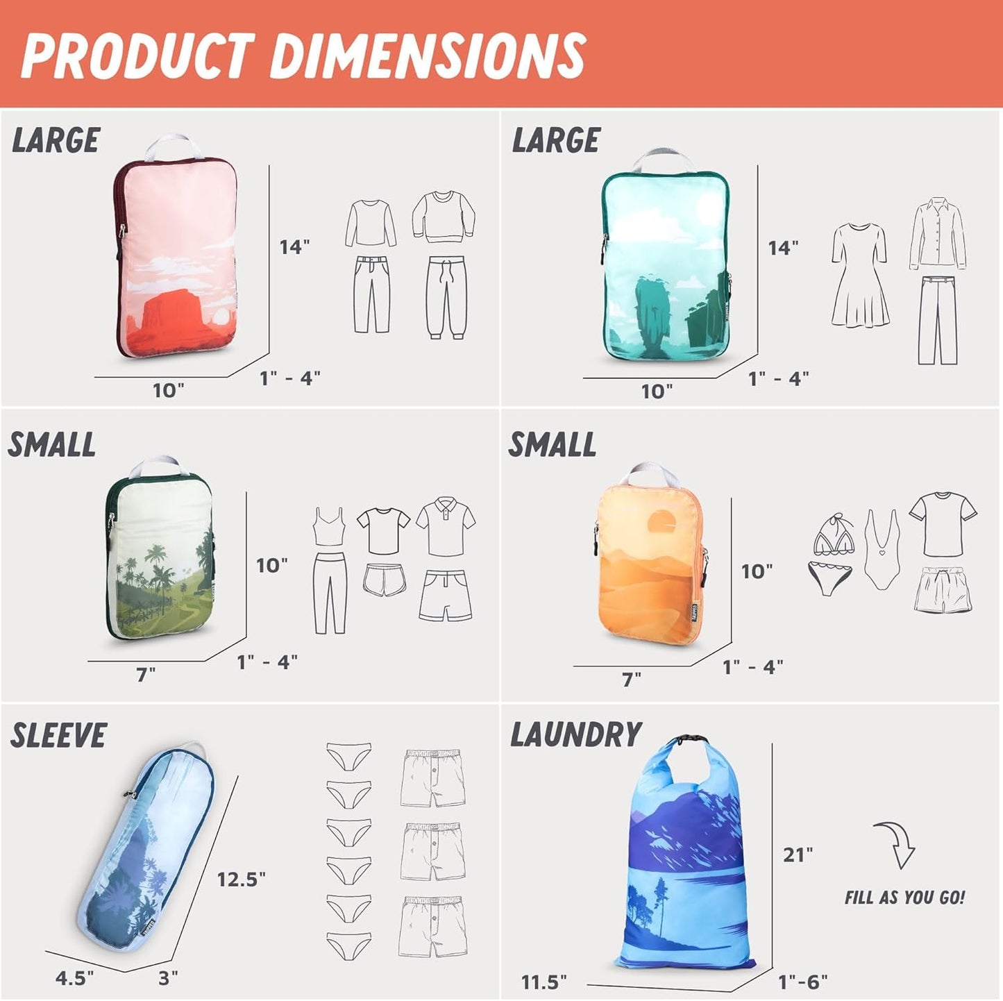 Compression Packing Cubes for Travel-Luggage and Backpack Organizer Packaging Cubes for Clothes (Graphic, 6Piece)