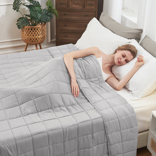 Weighted Blanket for Adults - Queen Size (60"x80", 15 lbs, Light Grey)