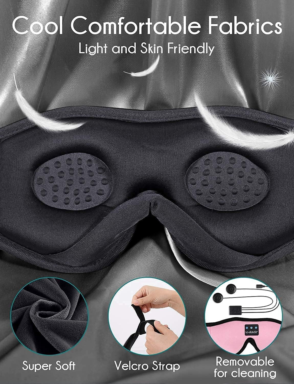 Sleep Mask with Bluetooth Headphones – Perfect for Travel, Relaxation & Side Sleepers