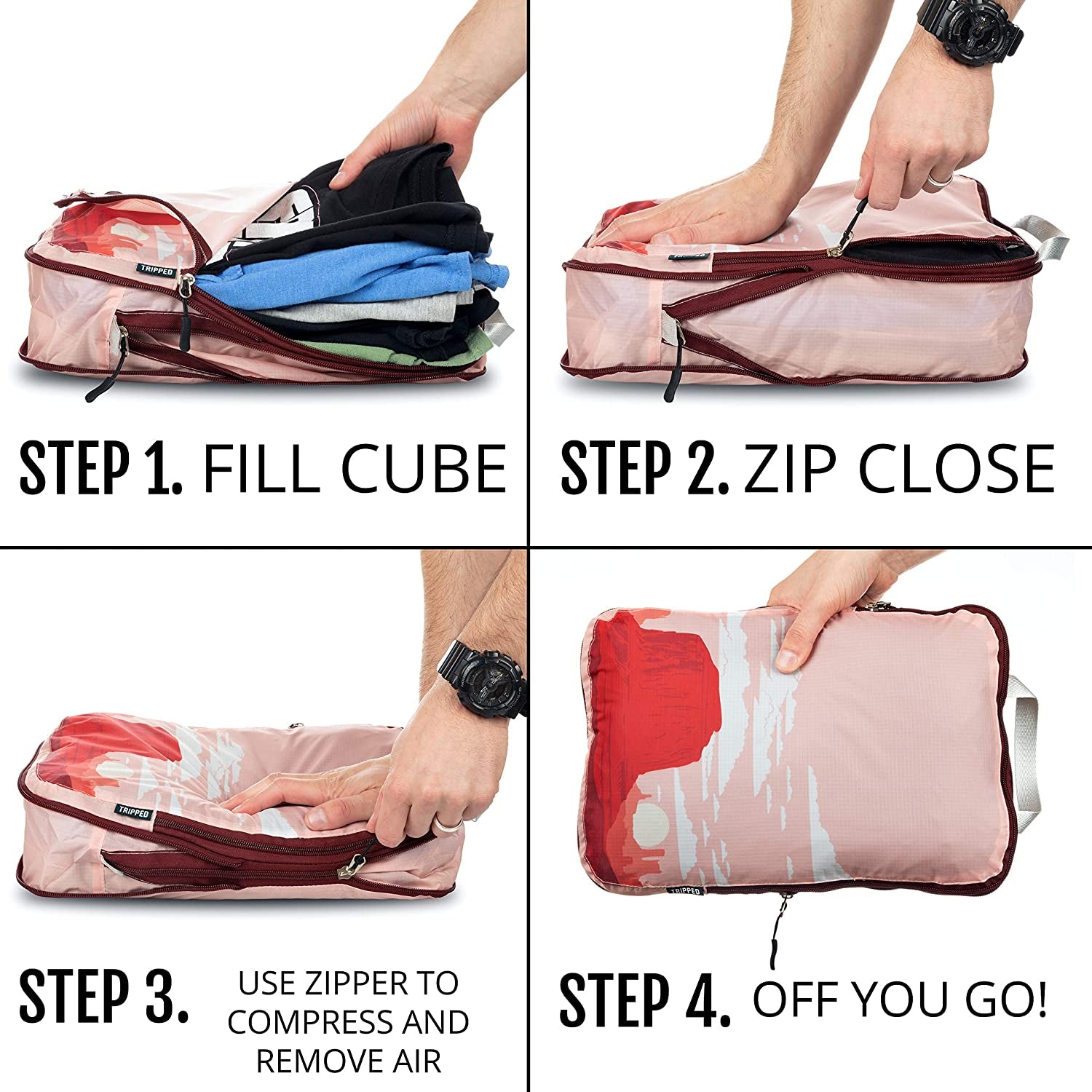 Compression Packing Cubes for Travel-Luggage and Backpack Organizer Packaging Cubes for Clothes (Graphic, 6Piece)